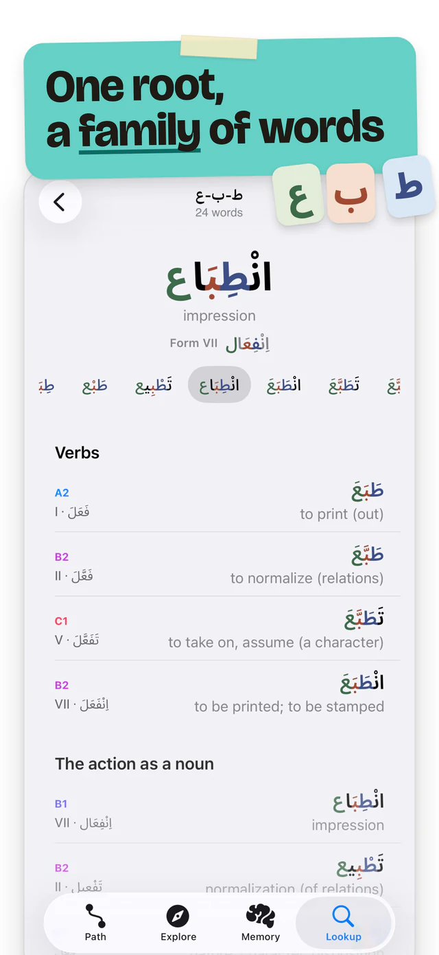 One root, a family of words