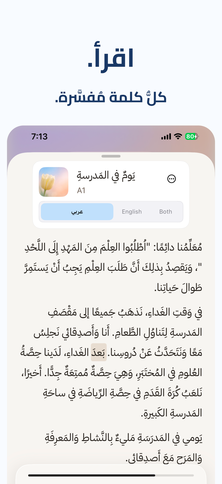 القراءة العربية حسب المستوى حتى يقابلك النص في مكانك الحقيقي